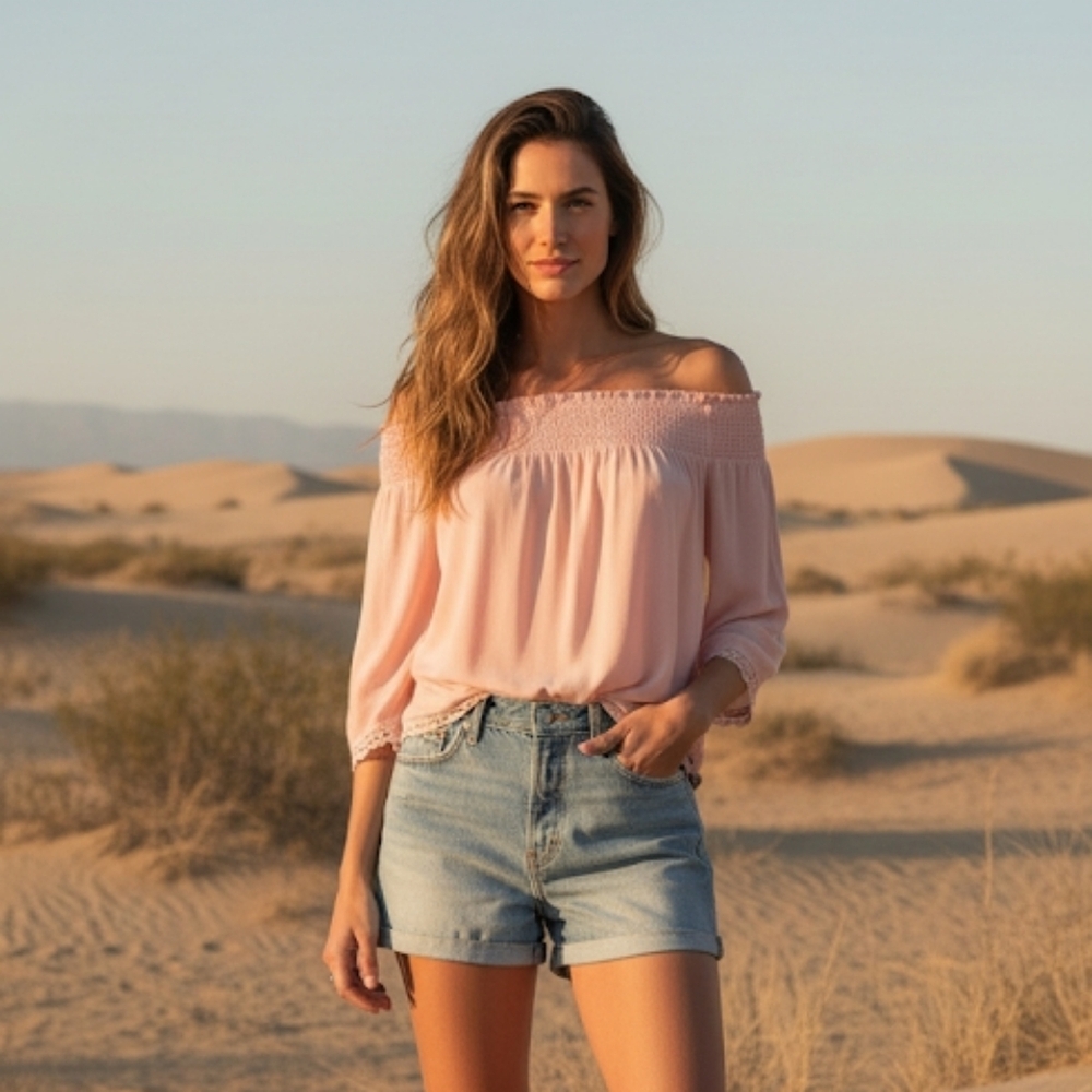 HIGHLINE Collective Smocked Off Shoulder Top XS